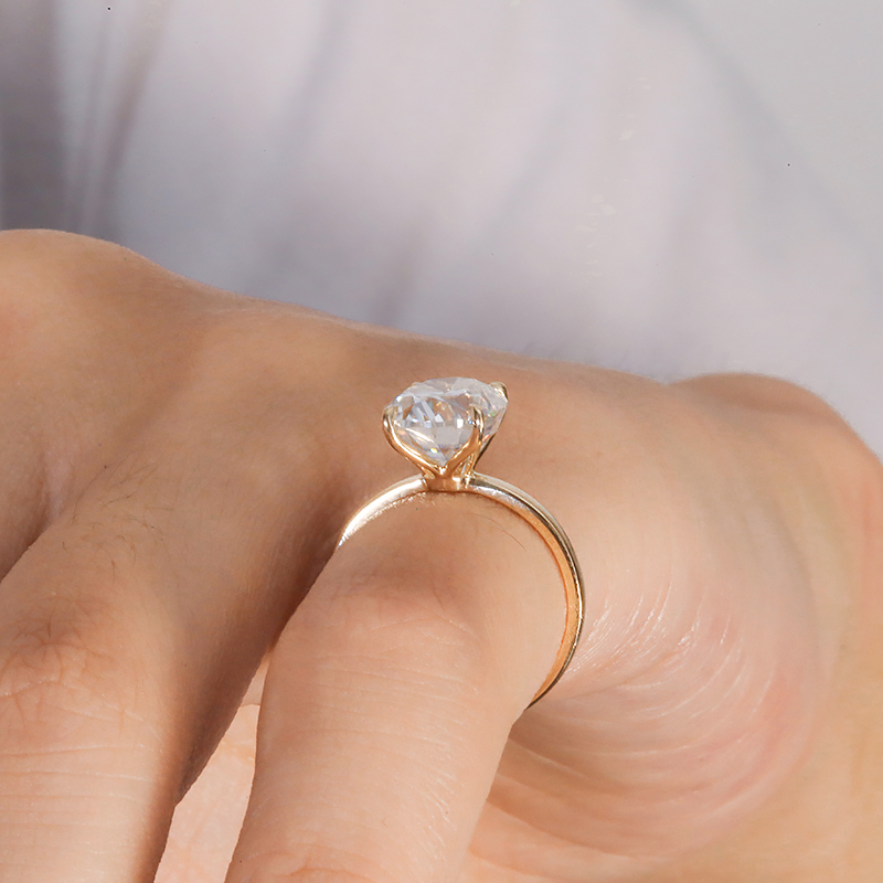 3.0 carat 8X10 mm DE Color VVS1 Oval Cut Moissanite Engagement Ring 14K Real Yellow Gold Test Positive Certificated · v2